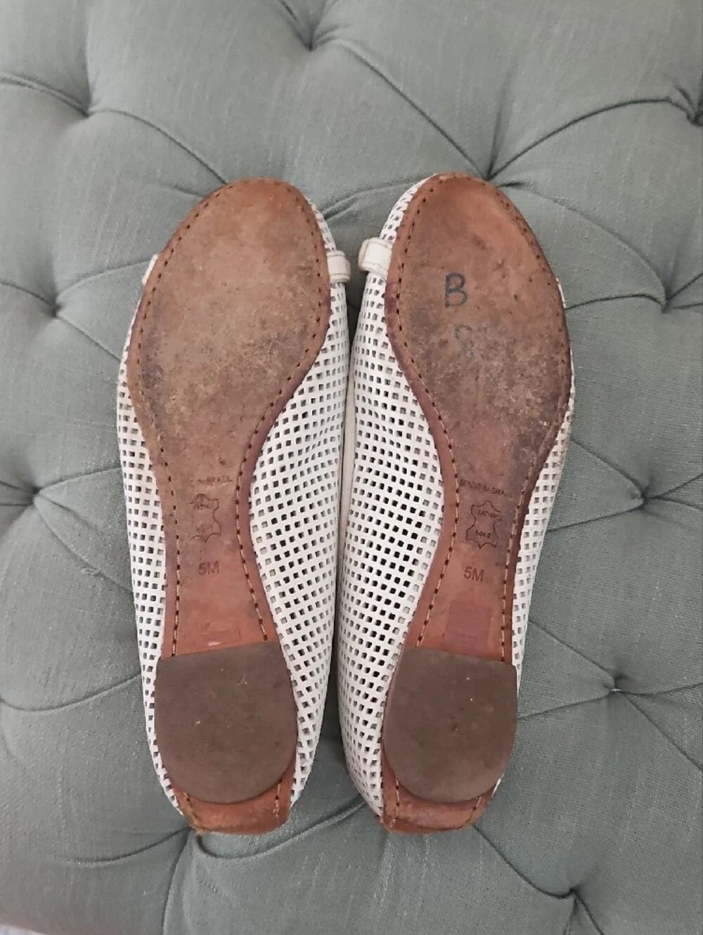 Tory Burch White Perforated Logo Ballet Flats